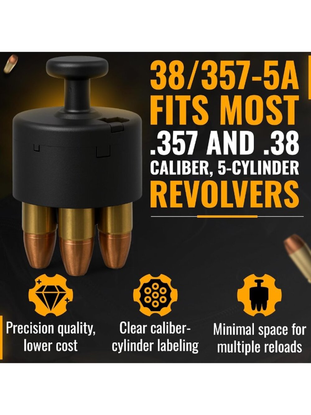 High-Capacity 357 Magnum Speed Loader for 5-Shot Revolvers - 15 Round EDC Tool - Picture 5 of 7